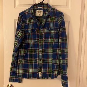 Abercrombie & Fitch plaid flannel shirt blue/green M